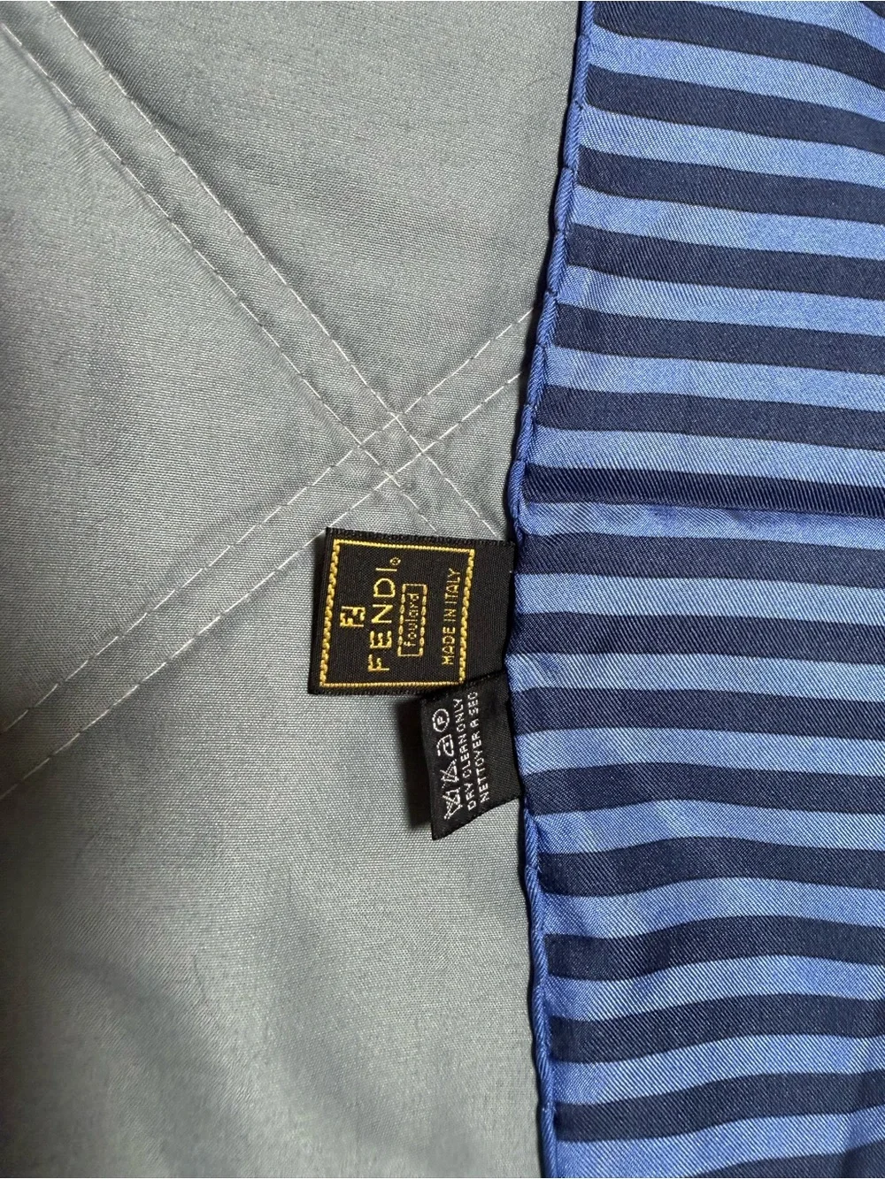 FENDI Blue Printed Silk Pocket Square
